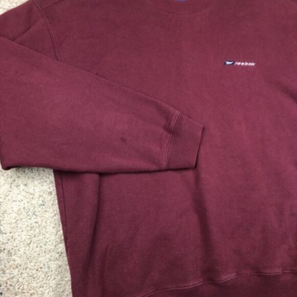 Reebok Crewneck Sweatshirt Classic Logo Men's Size Large Maroon Red Polycotton - Picture 5 of 7